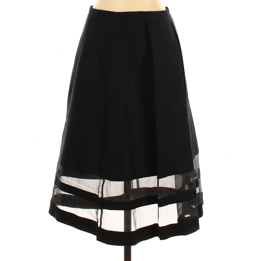 Club Monaco Midi Skirt Pleated Mesh Panel - Picture 1 of 3